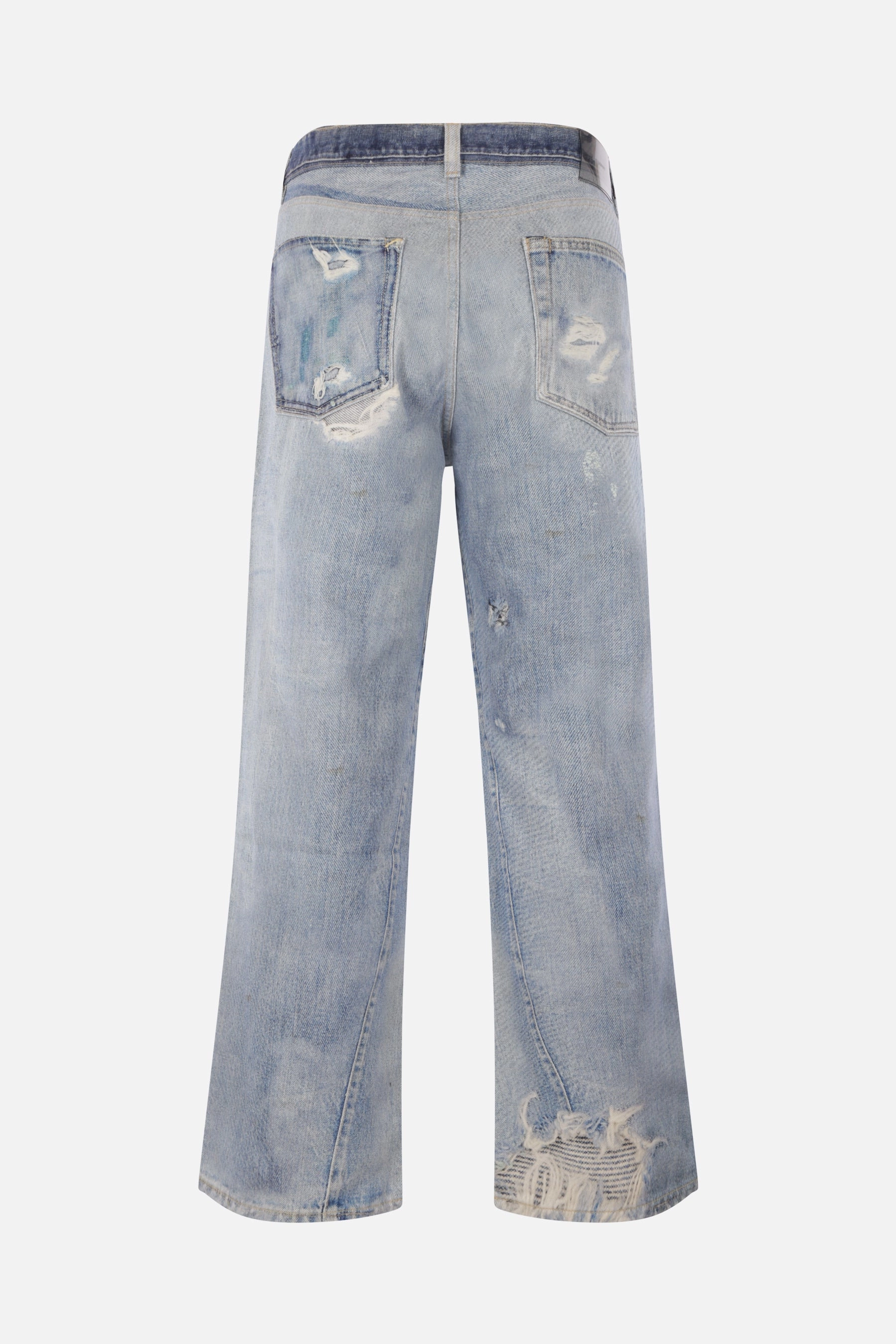 trompe l'oeil print denim oversize jeans