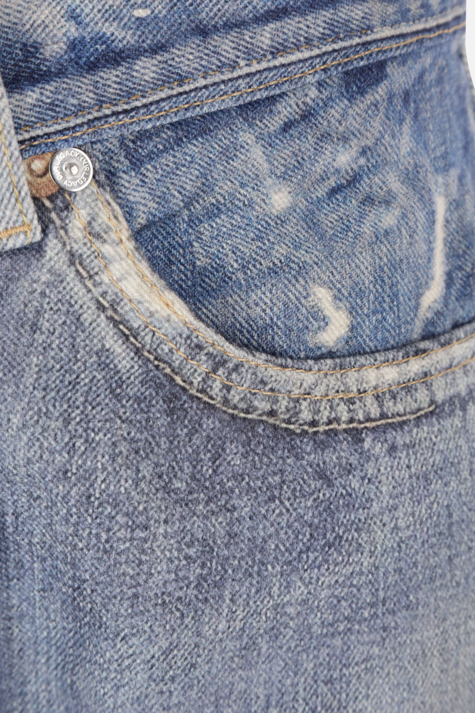 trompe l'oeil print denim oversize jeans