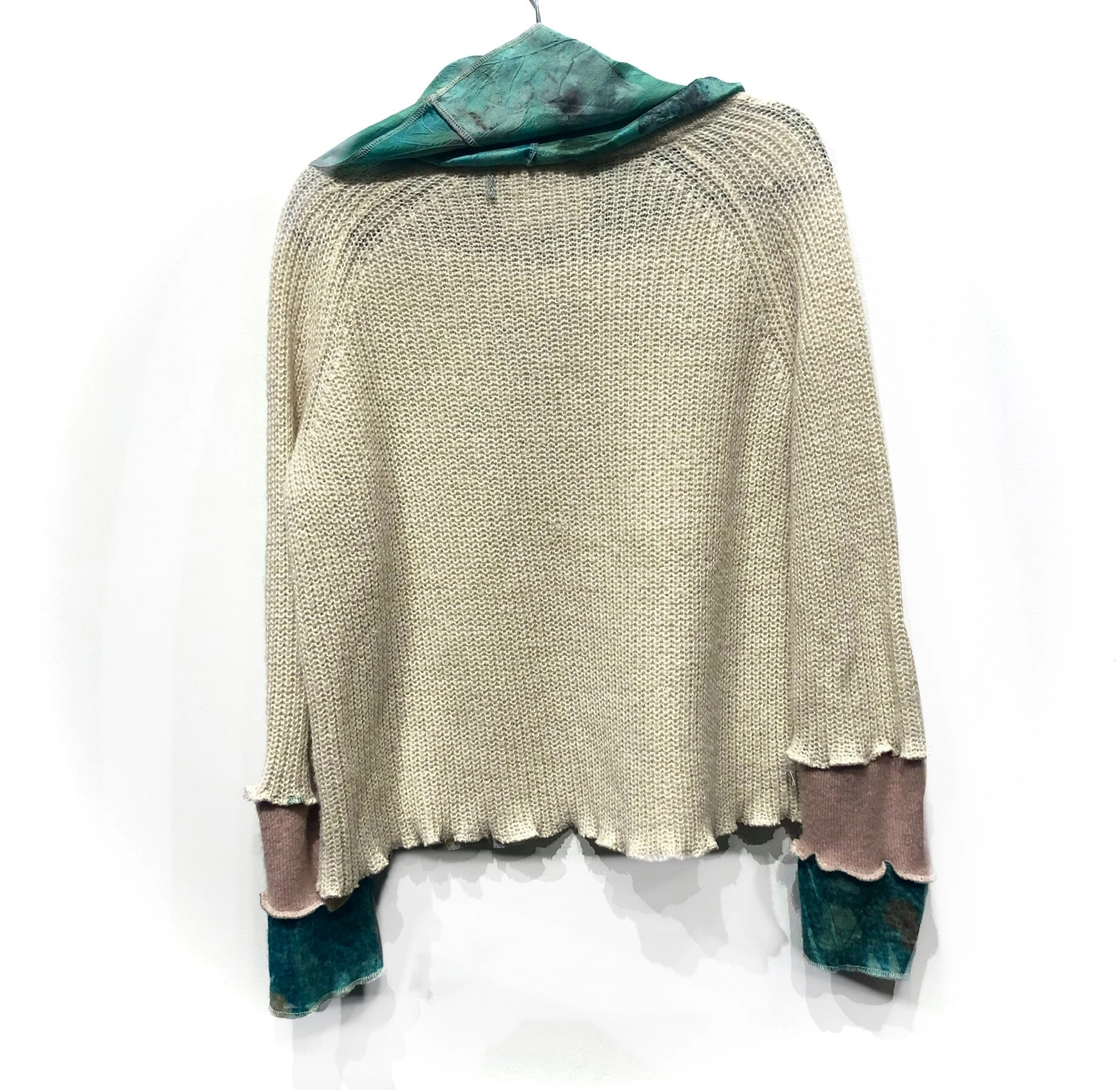 Upcycled ecodyed silk cowl sweater
