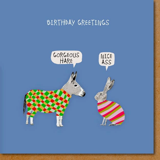 UW040 ... Funny Birthday Card, Gorgeous Hare, Nice Ass