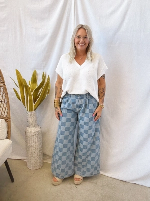 Washed Bibi Checkered Jeans
